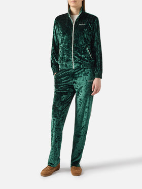 Dark green Miriam chenille sweatshirt with logo embroidery