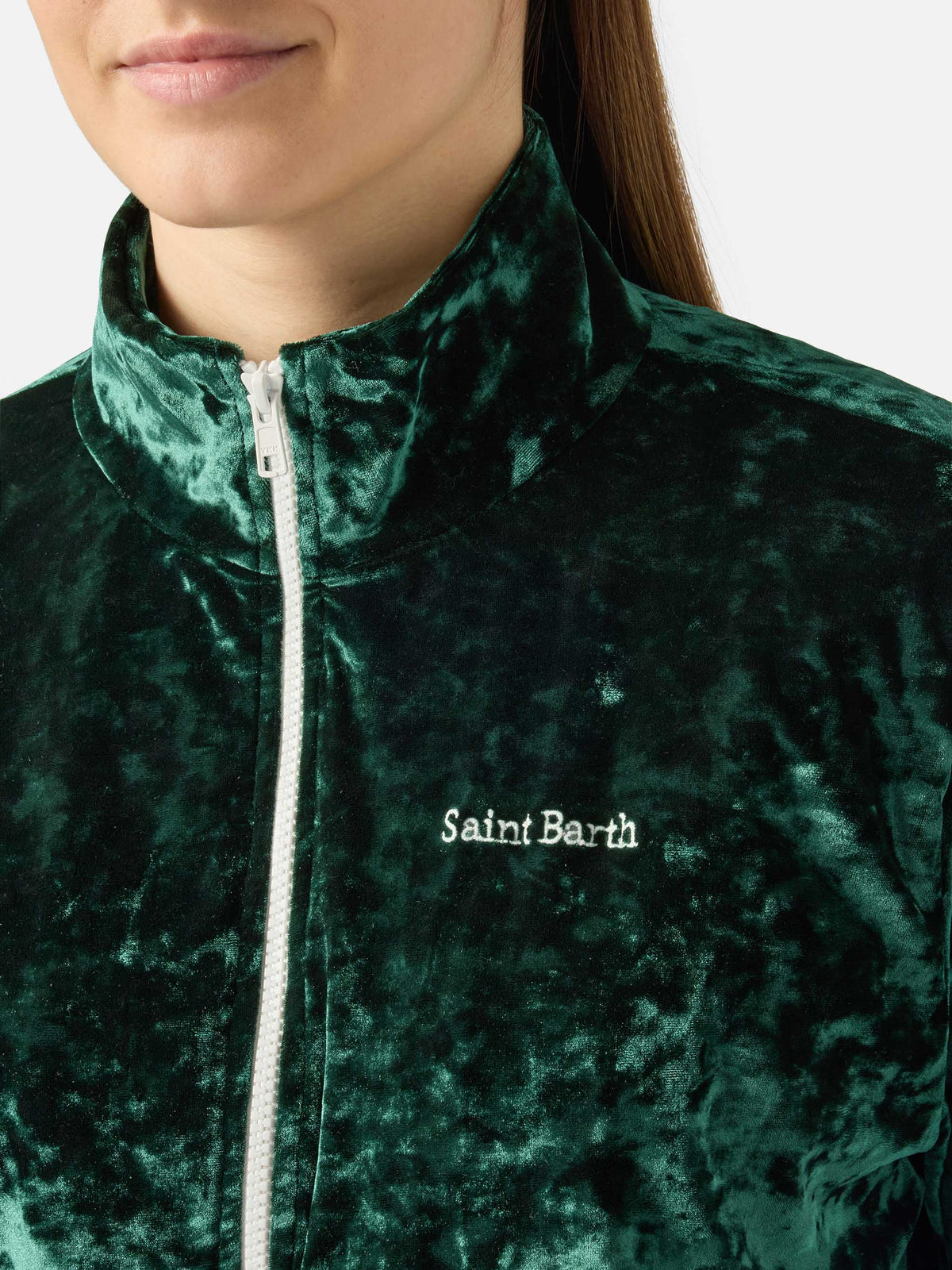 Dark green Miriam chenille sweatshirt with logo embroidery