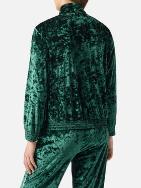 Dark green Miriam chenille sweatshirt with logo embroidery