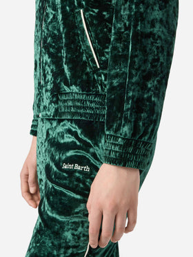 Dark green Miriam chenille sweatshirt with logo embroidery