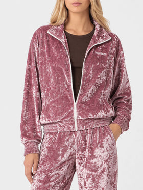 Felpa Miriam in ciniglia rosa con zip