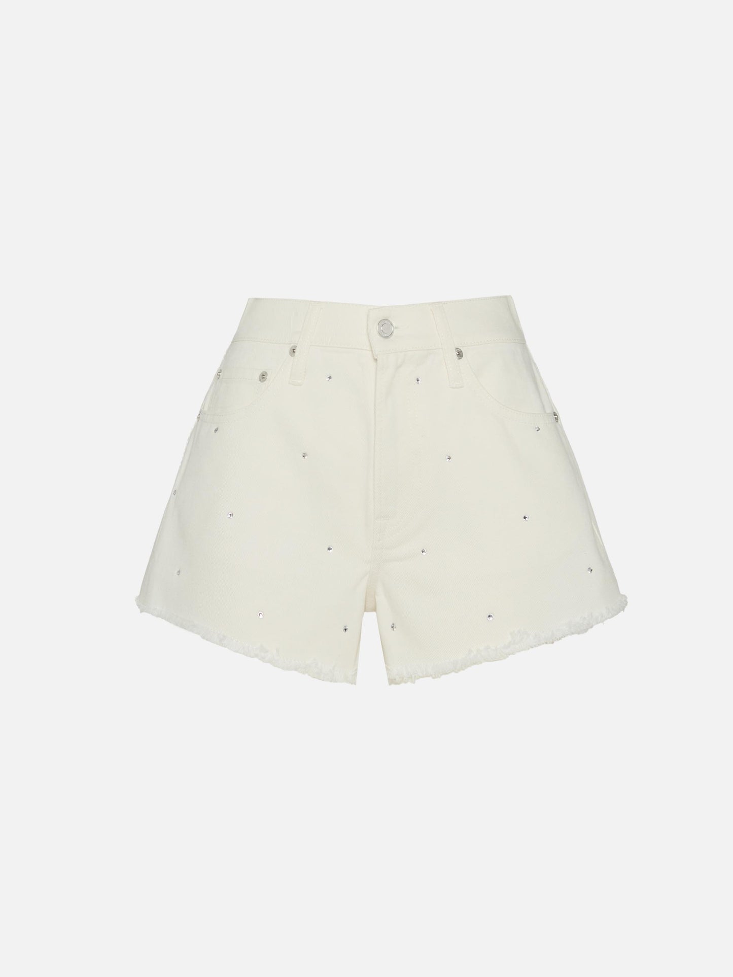 Musa white denim shorts with rhinestone embellishment