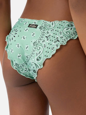 Bikini Myranda bandeau with sage green bandana print