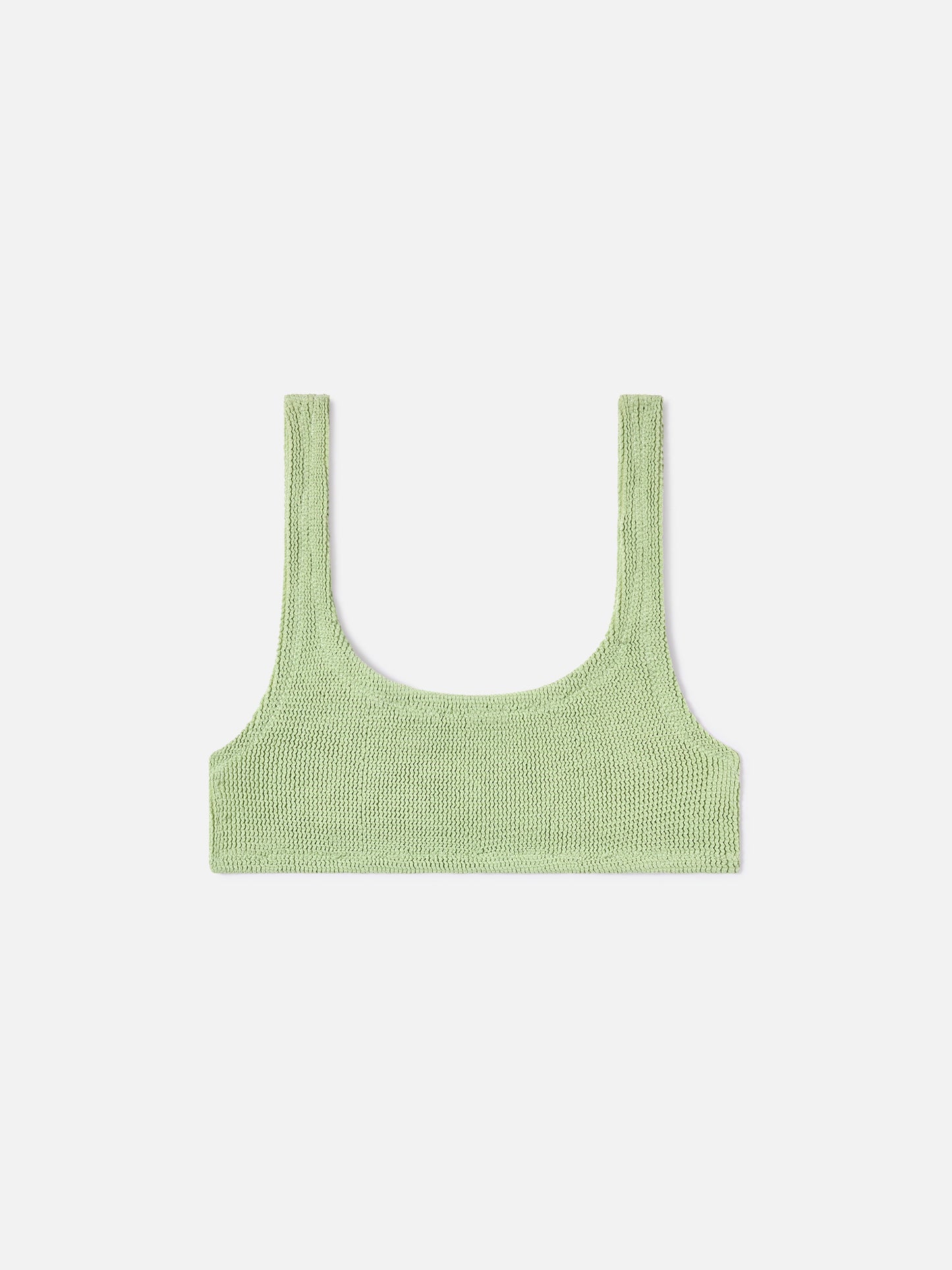 Top bikini Naima bralette in tessuto crinkle lurex verde chiaro