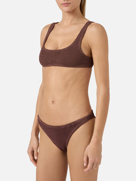 Bikini a bralette Naima Elise in crinkle marrone