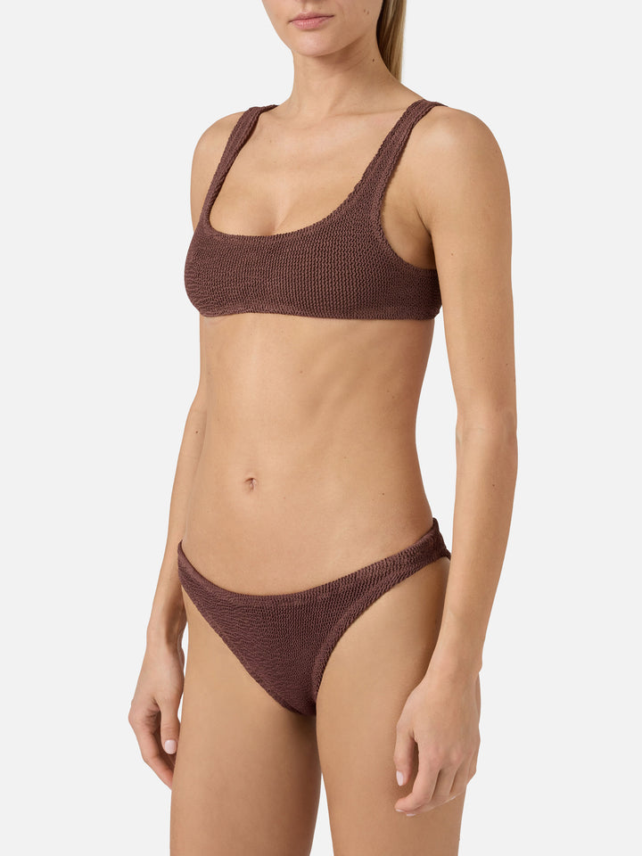 Bikini a bralette Naima Elise in crinkle marrone