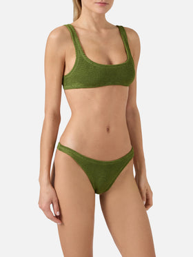 Naima Naomi military green crinkle bikini