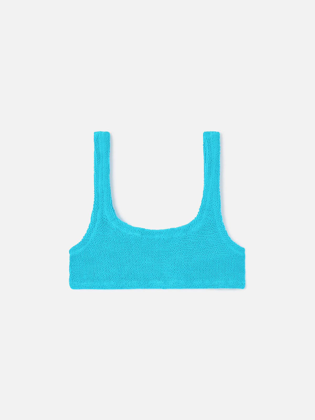 Haut de bikini brassière Naima en tissu gaufré turquoise 