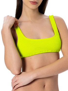Woman fluo yellow classic crinkle bralette Naima - MC2 Saint Barth