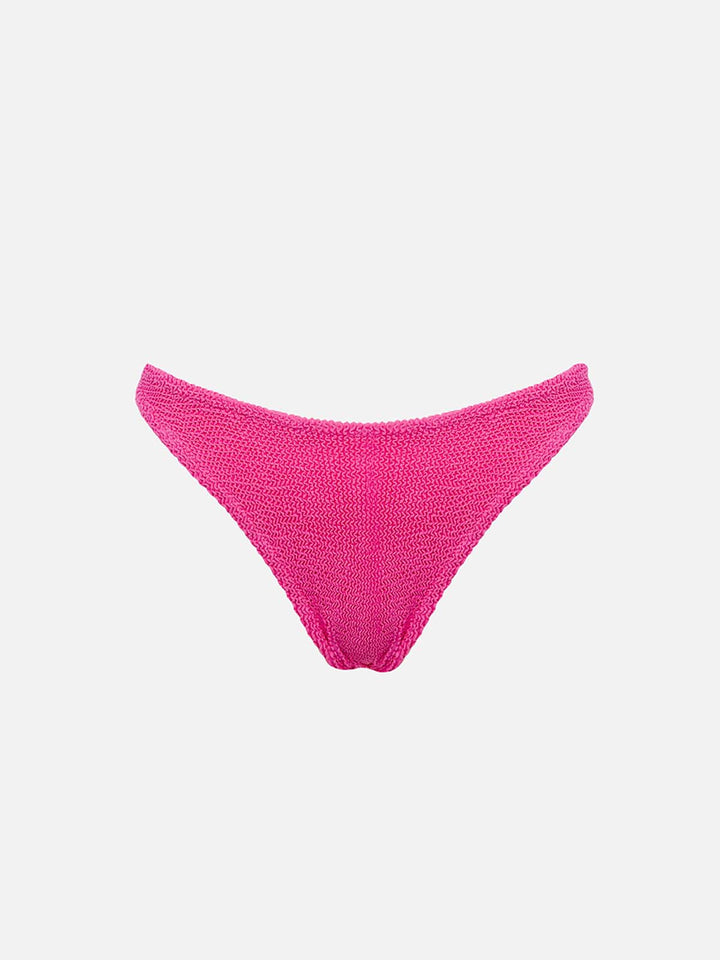 Freche Damen-Badehose Naomi in Fluo-Rosa in Crinkle-Optik