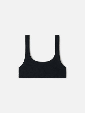 Haut de bikini brassière Naima en tissu froissé noir 