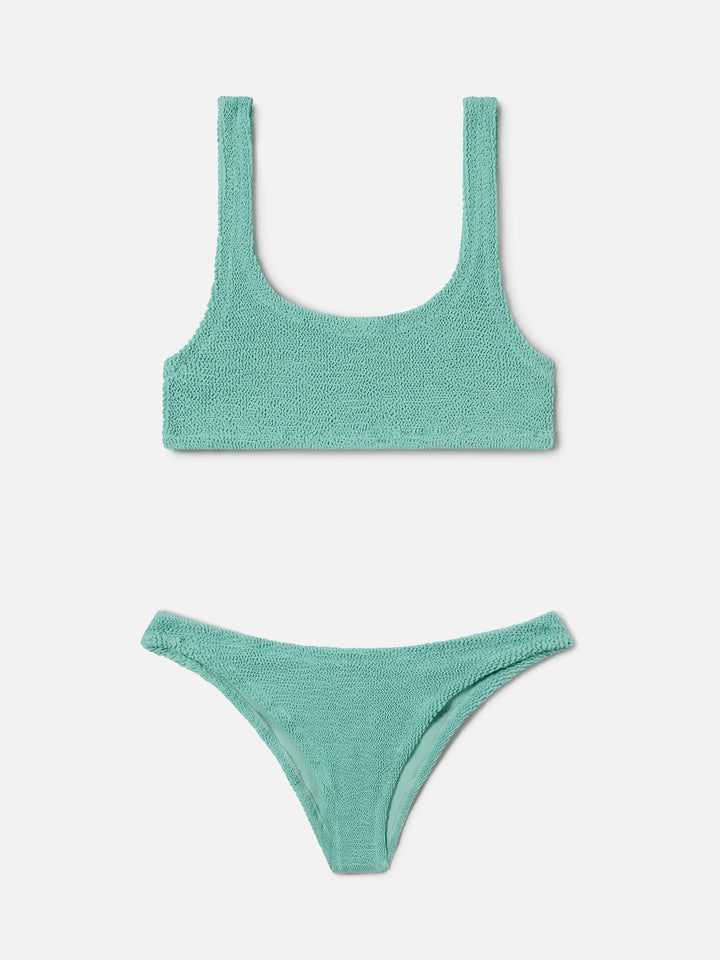 Bikini Naima Elise de efecto crinkle en verde salvia 