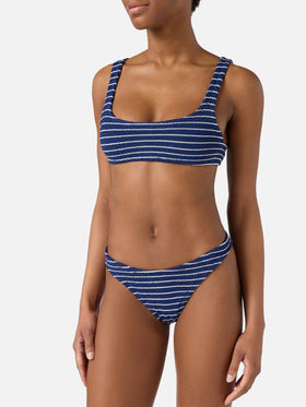 Bikini bleu rayé en tissu crinkle Naima Elise 