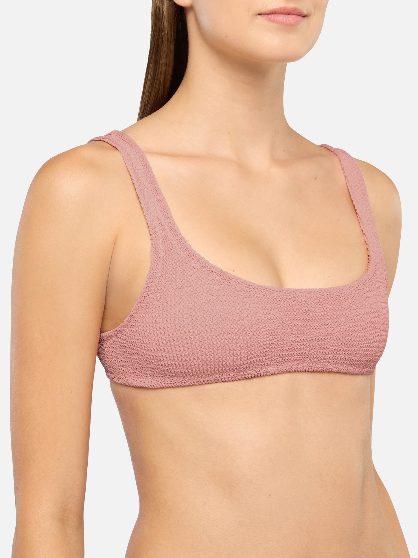 Bralette bikini Naima Naomi in pink crinkle with cheeky swim briefs