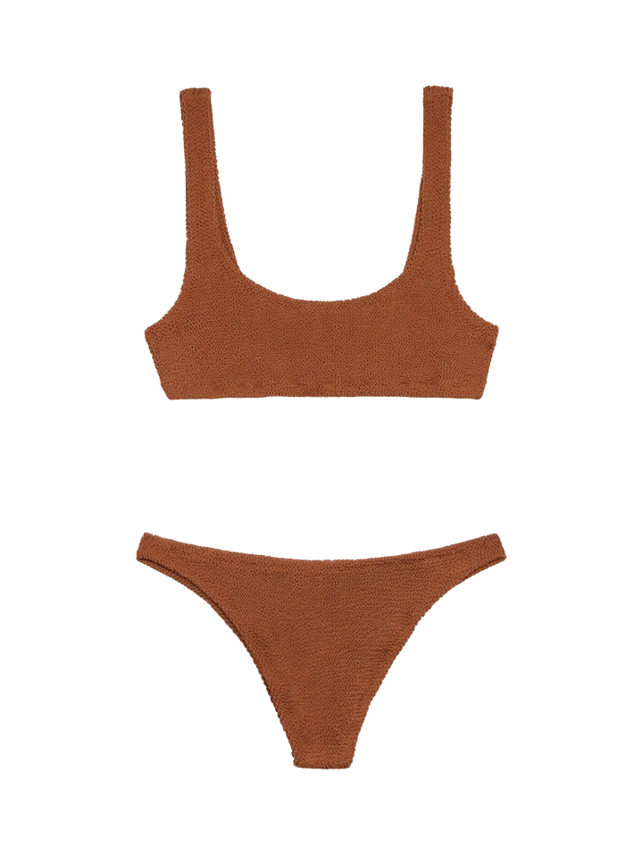 Classic crinkle bralette bikini Naima Naomi in camel brown - MC2 Saint Barth