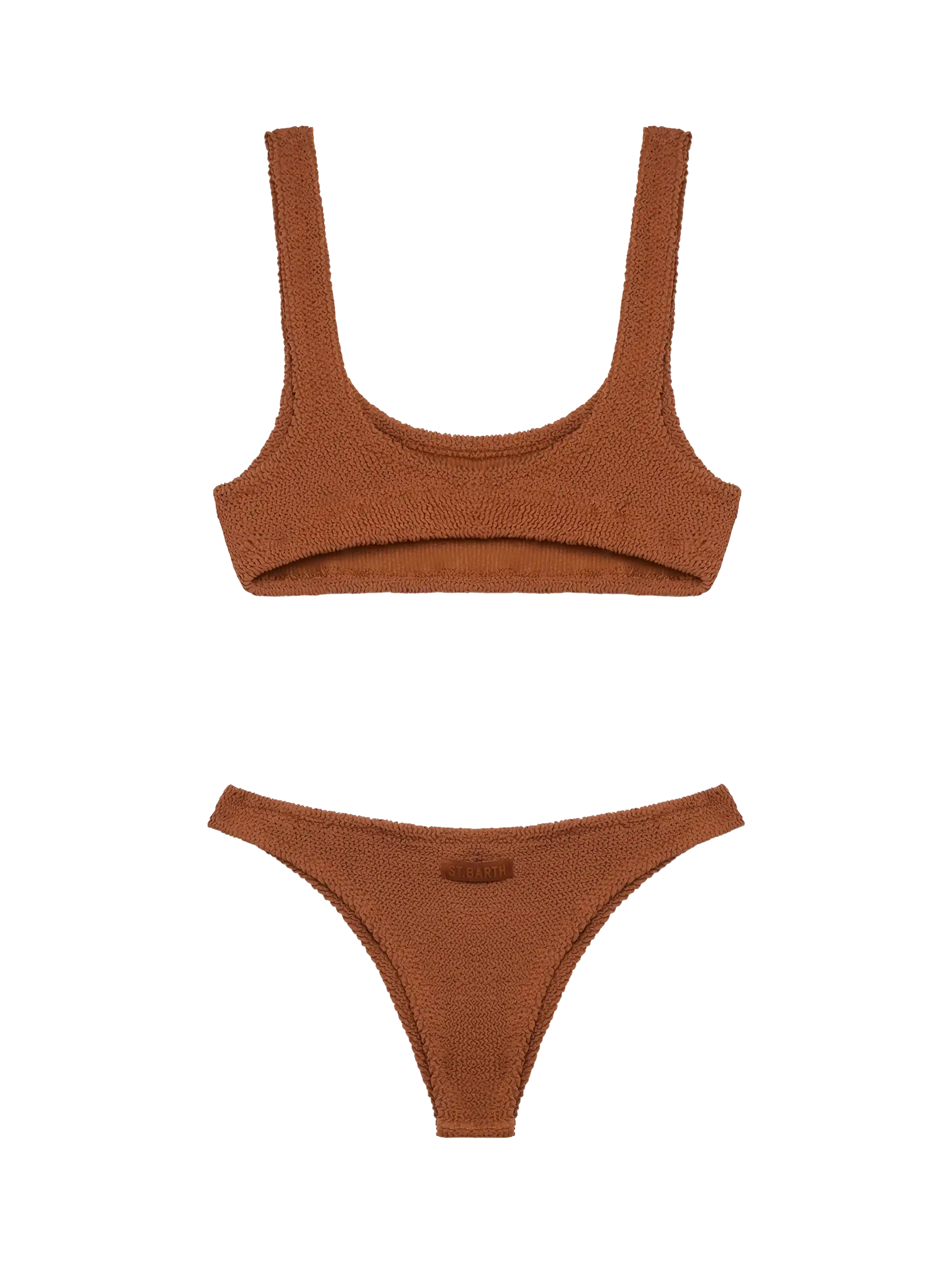 Classic crinkle bralette bikini Naima Naomi in camel brown - MC2 Saint Barth