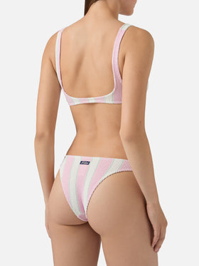 Bikini froncé rayé rose Naima Elise 