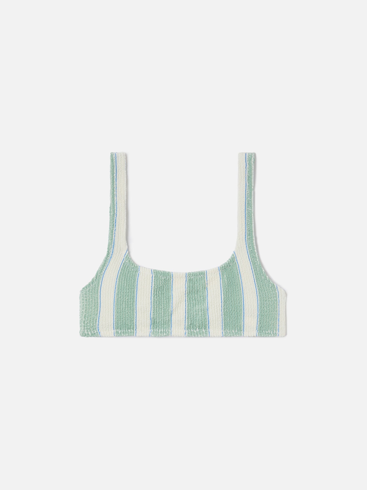 Top de bikini bralette Naima en tejido crinkle a rayas verdes 