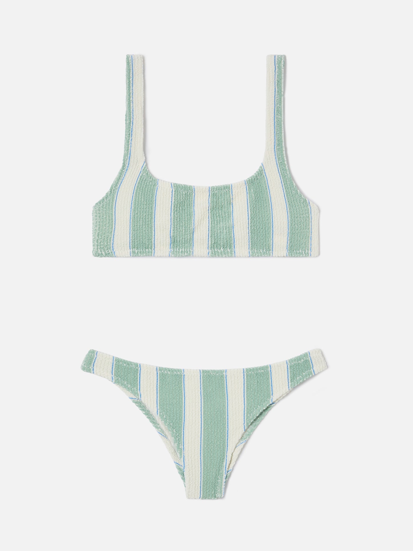 Naima Elise green striped crinkle bikini