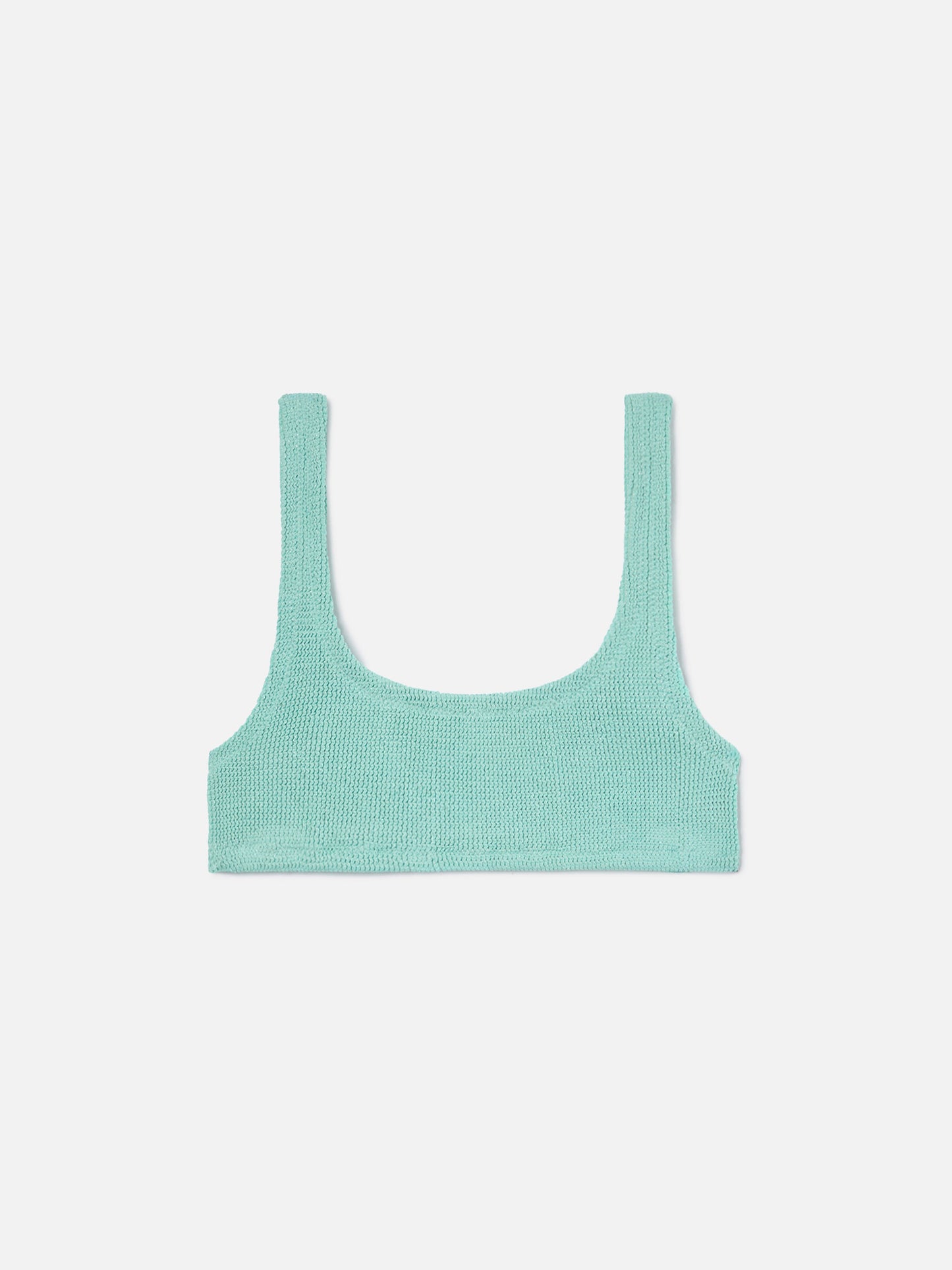 Naima bralette bikini top in aqua green crinkle fabric