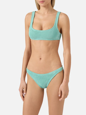 Naima Naomi water green crinkle lurex bikini