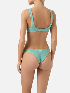 Naima Naomi water green crinkle lurex bikini