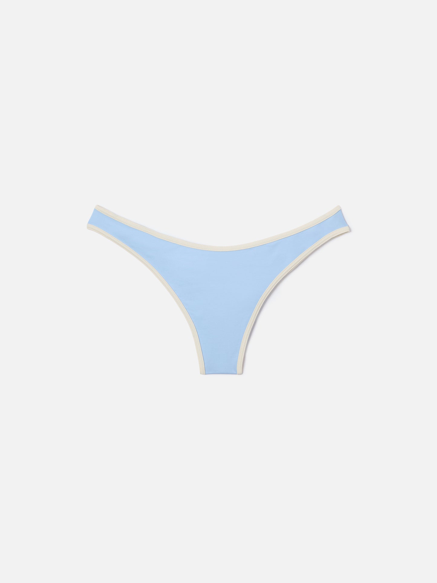 Slip mare Naomi String modello brasiliana azzurra con profili a contrasto