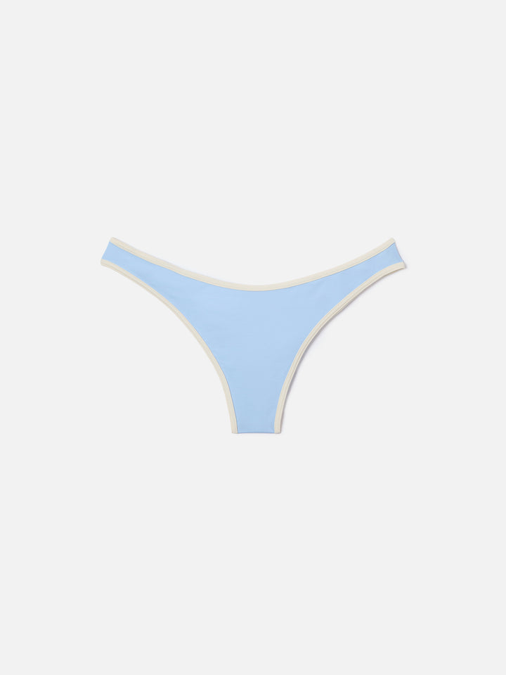 Naomi String brazilian bikini bottoms in light blue with contrasting trims