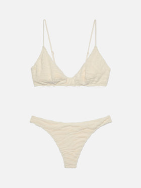 Bikini a bralette Paloma Naomi in tessuto spugna in rilievo zebra