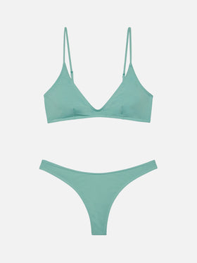 Naomi Salbeigrüne freche Badehose - Paloma Salbeigrünes U-Ausschnitt-Bralette