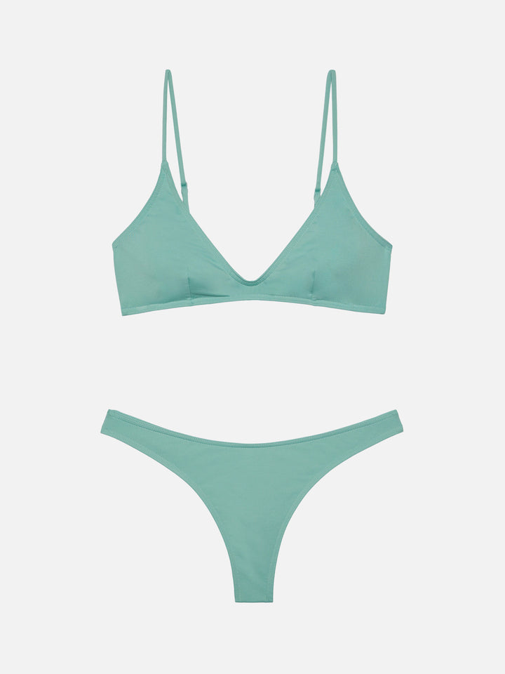 Naomi Salbeigrüne freche Badehose - Paloma Salbeigrünes U-Ausschnitt-Bralette