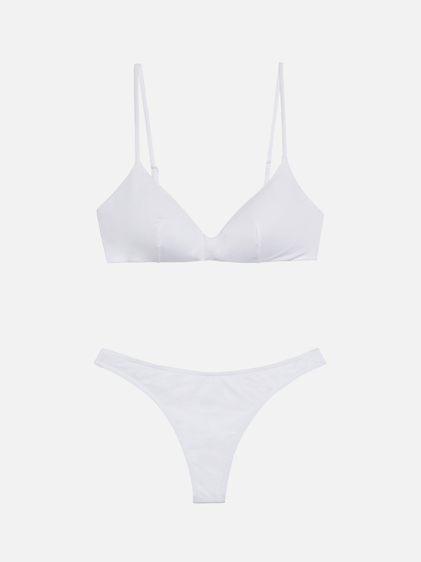 Top bralette scollato May bianco - Naomi slip mare cheeky color azzurro chiaro