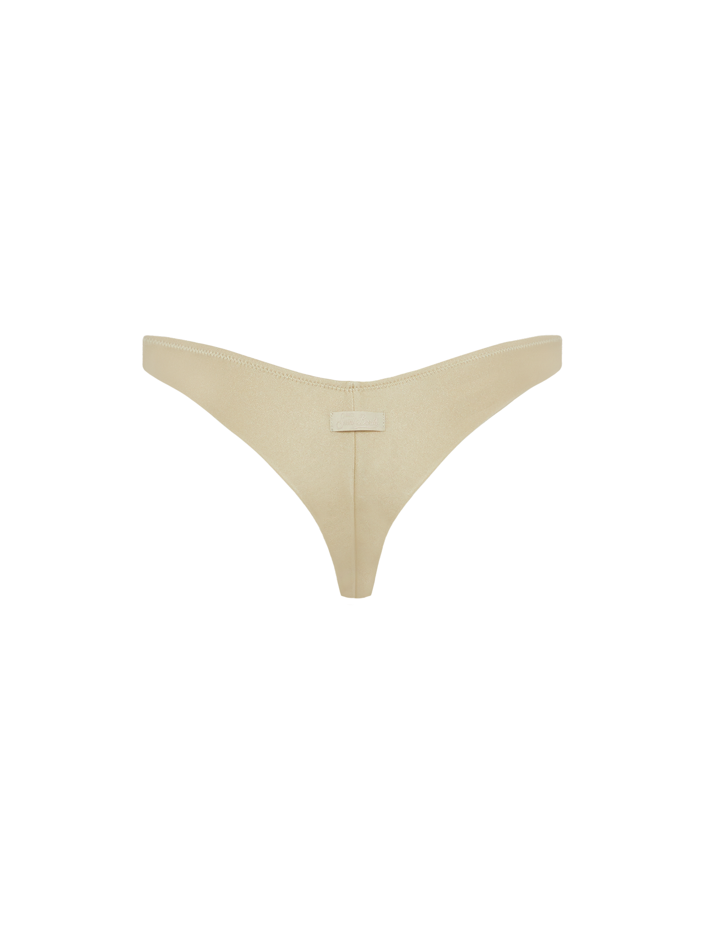 Naomi – Goldfarbene, freche Badehose mit großer Strassverzierung