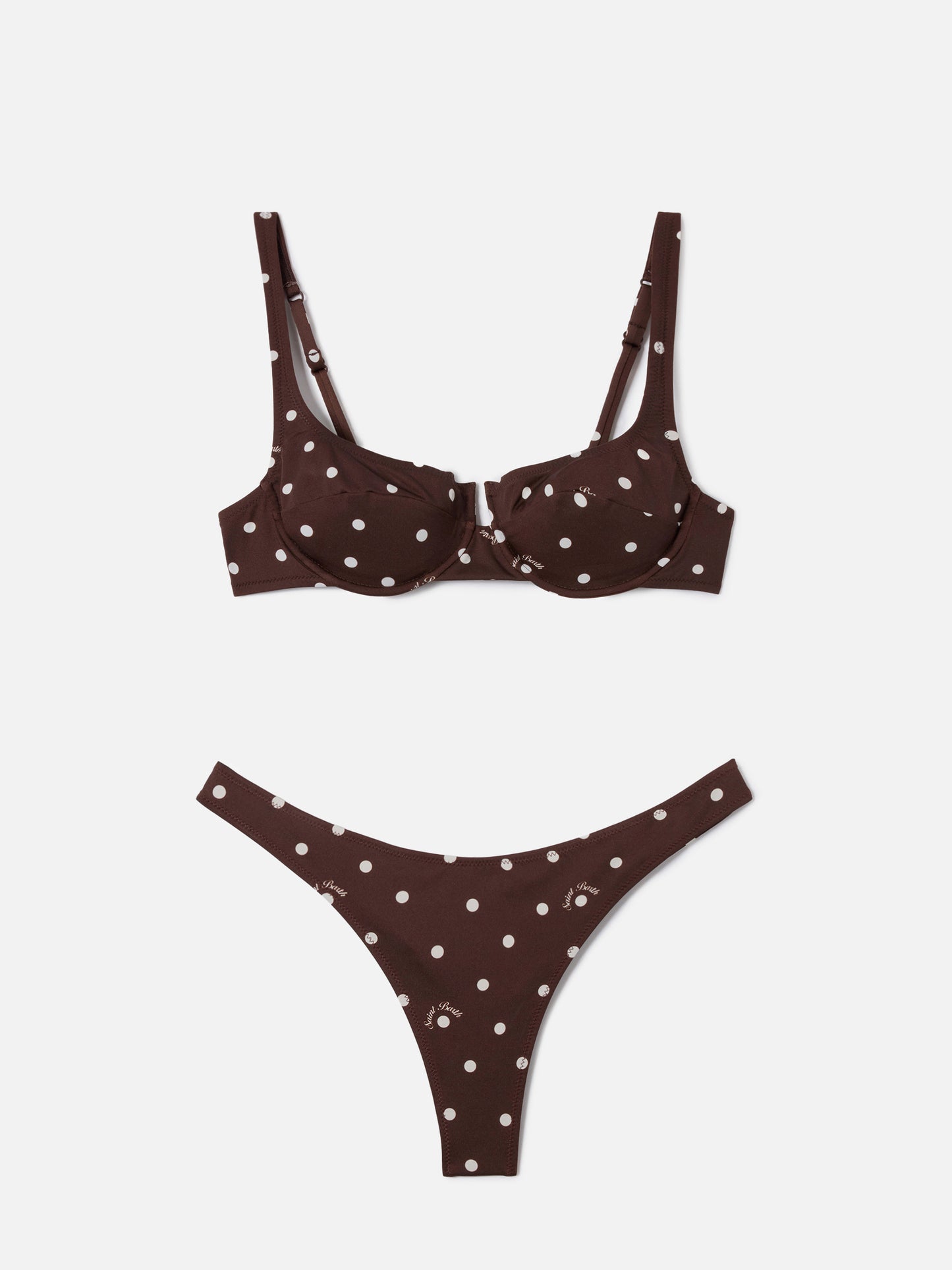Bikini Amira Naomi con stampa pois marrone e bianco