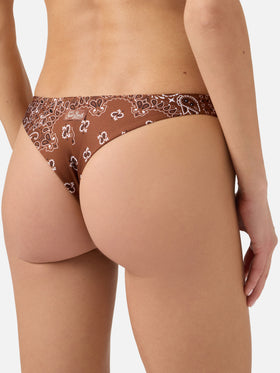 Naomi brazilian bikini bottoms with brown bandana print