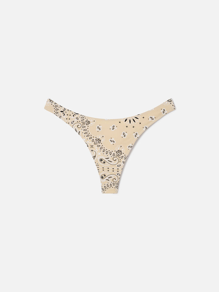 Slip mare Naomi modello brasiliana con stampa bandana beige
