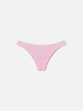 Naomi brazilian bikini bottoms in light pink crinkle fabric