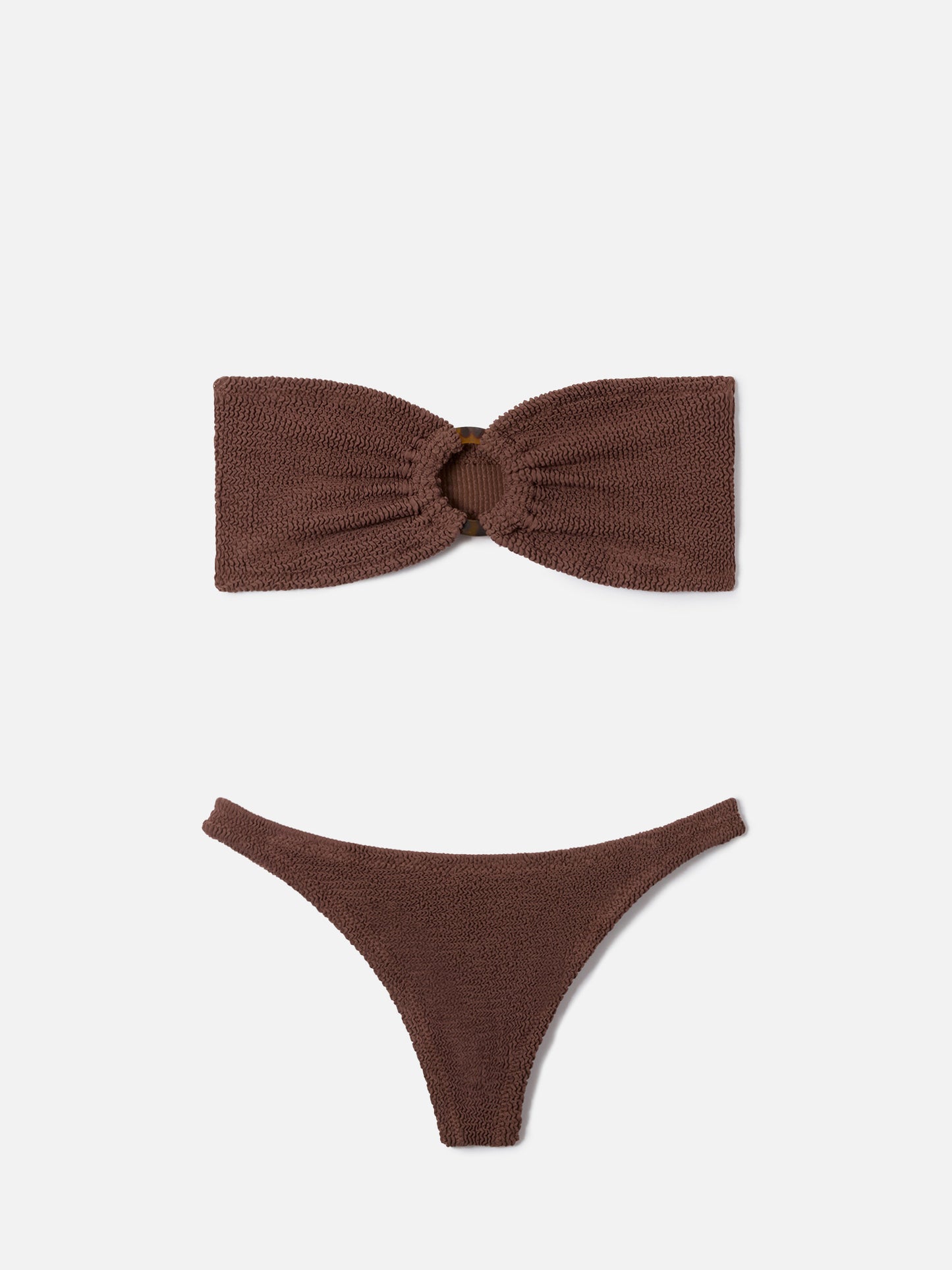 Yulia Naomi brown crinkle bandeau bikini