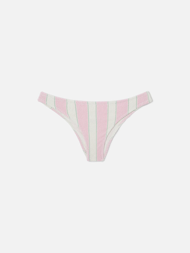 Slip mare Elise classico in tessuto crinkle a righe rosa e bianche