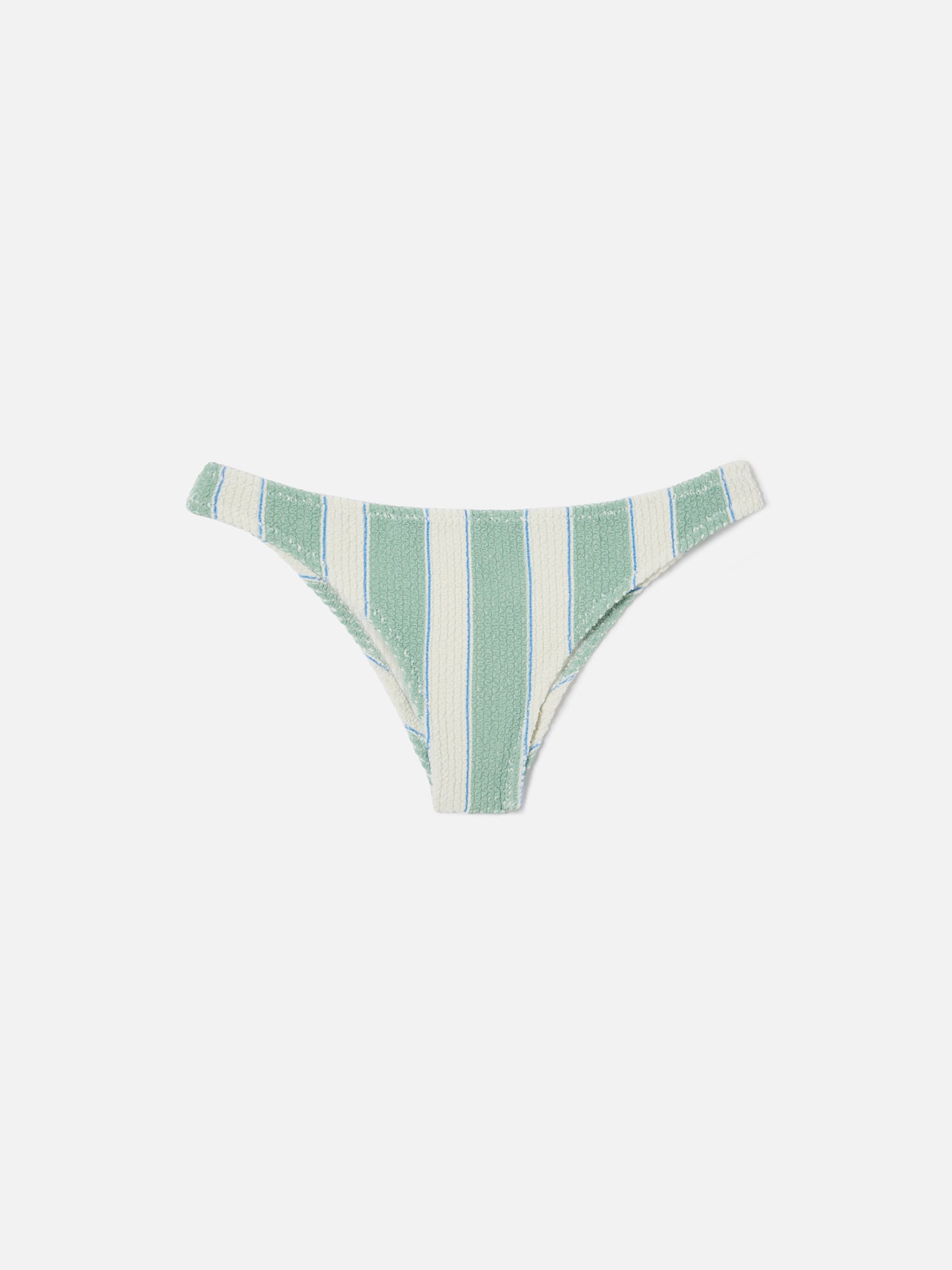 Naima bralette bikini top in green striped crinkle fabric
