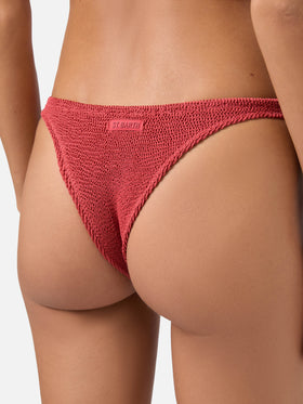 Naomi brick red crinkle cheeky swim briefs