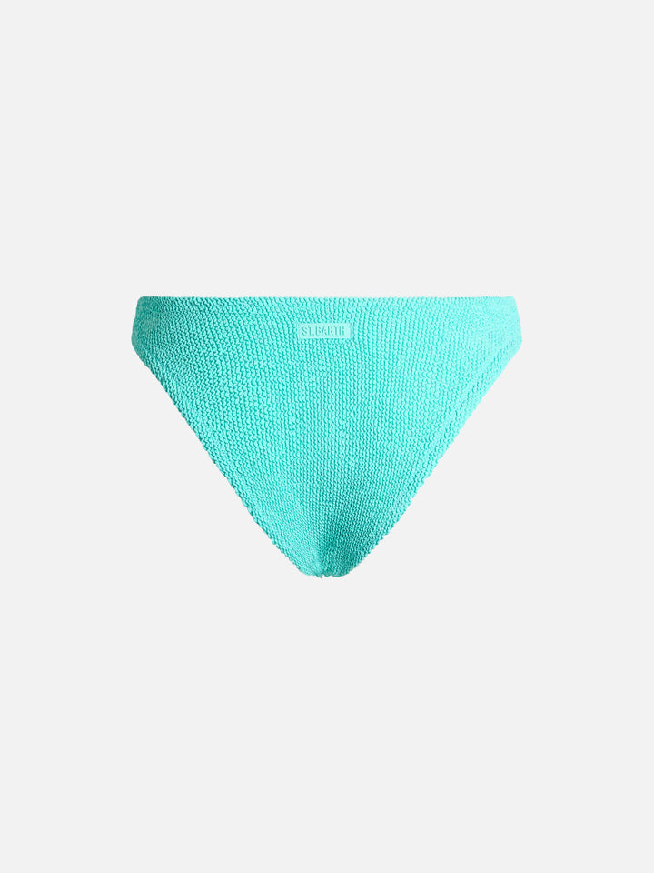 Wassergrüne, freche Damen-Badehose in Crinkle-Optik Naomi