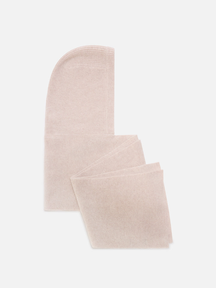 Beige Nell cashmere hood scarf with logo embroidery