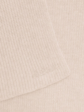 Écharpe à capuche Nell en cachemire beige avec broderie logo 