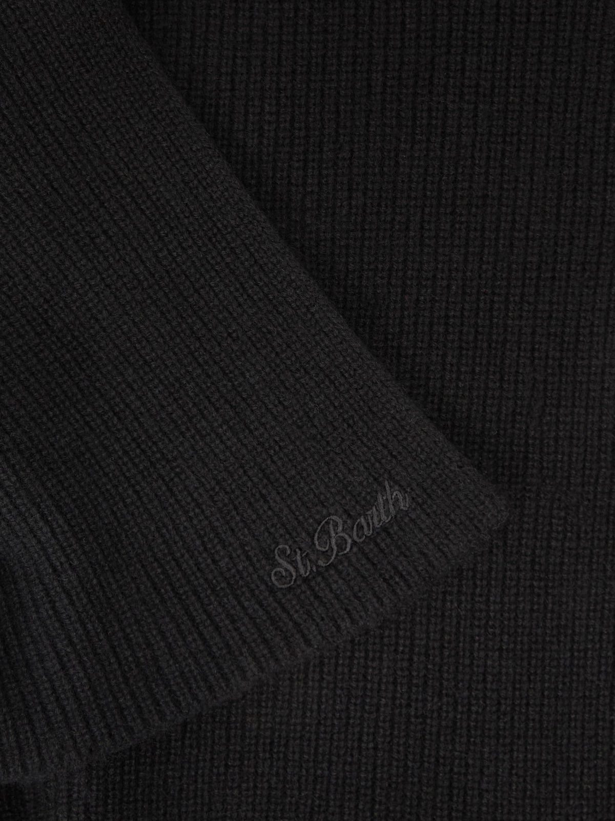 Bufanda con capucha de cachemira Black Nell con bordado del logo 