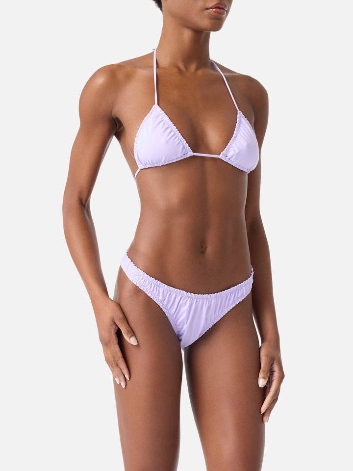 Bikini Nilly Nalu triangolo con rouches lilla