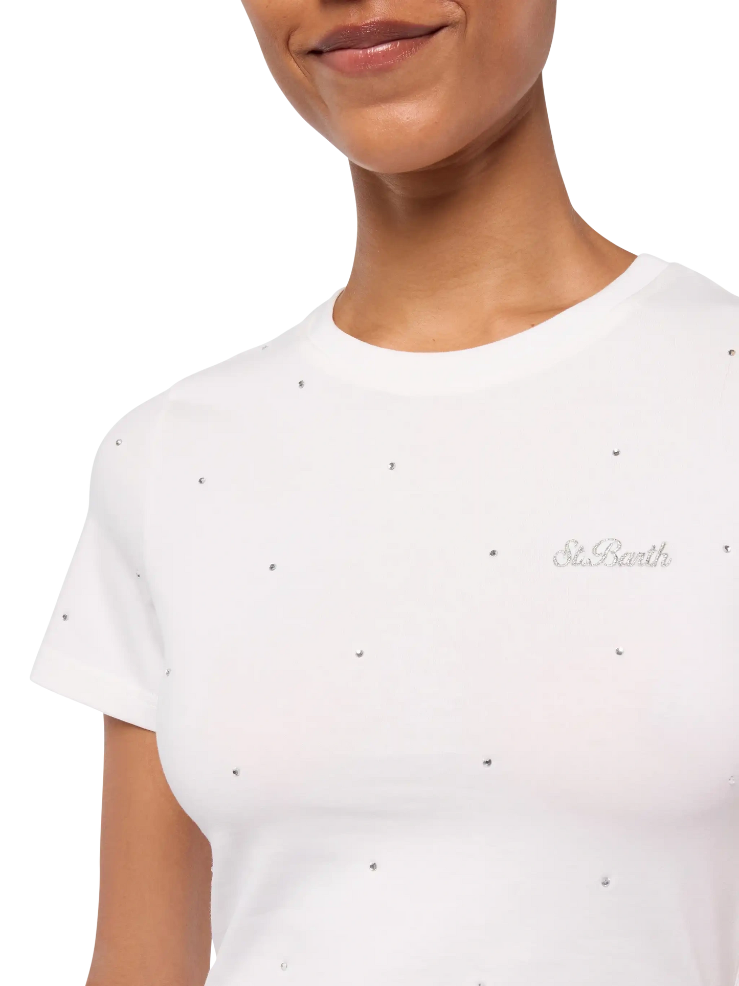 T-shirt Nives en coton blanc avec strass all-over 