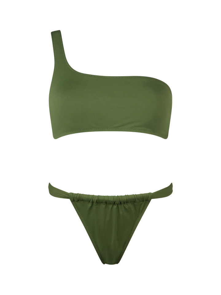 Woman military green one shoulder bralette bikini Celestine Noelle - MC2 Saint Barth