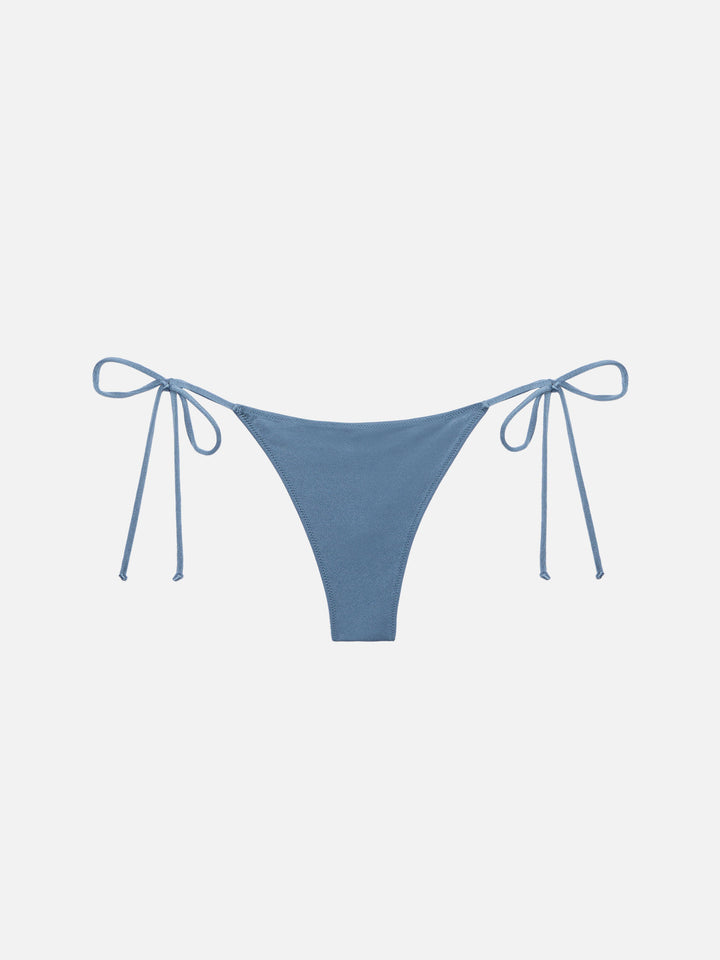 Norah – Schimmernde, avioblaue, freche Badehose – Leah – Schimmernder, avioblauer Badeanzug mit Triangel-Oberteil