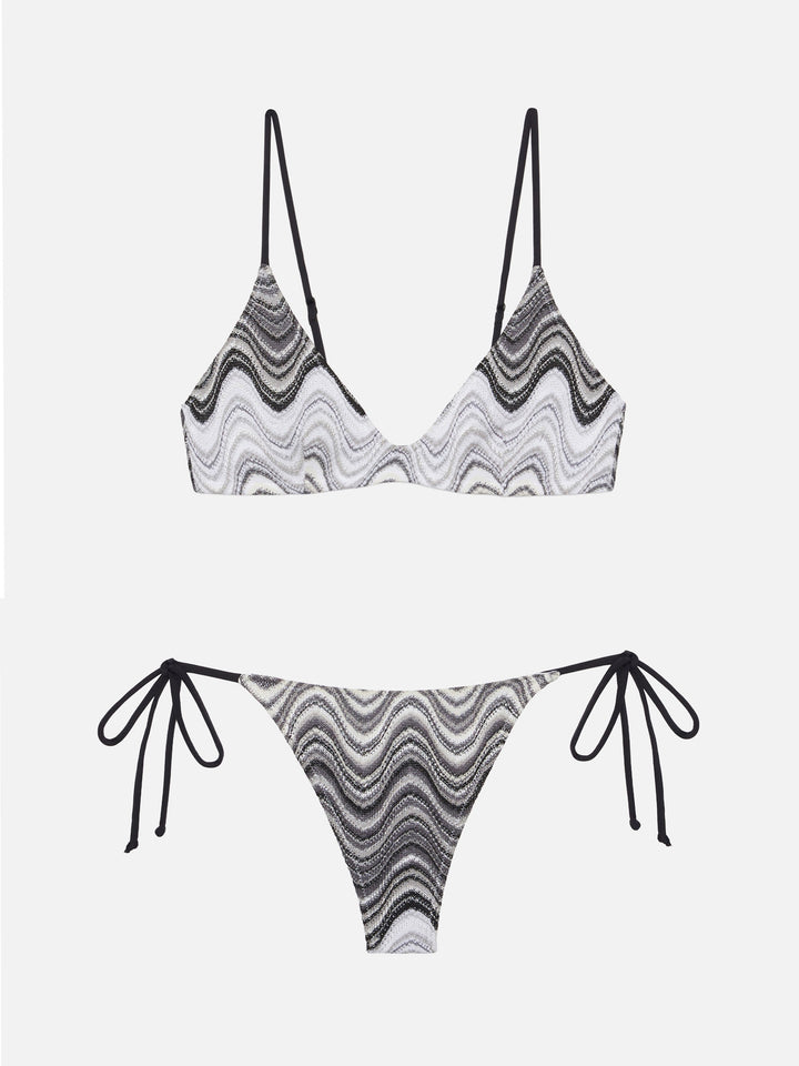 Norah raschel chevron cheeky swim briefs - Paloma raschel knit scoop bralette with wave pattern